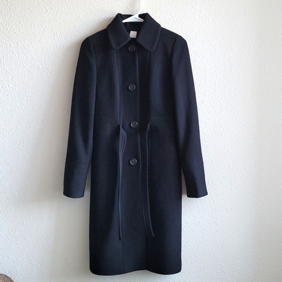 J. Crew Jackets & Blazers - J. Crew Long Black Wool Blend Pea Coat Size 2